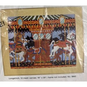 Artcraft Concepts Carousel #5843 Long‎ Stitch Project Kit Vintage Sealed 16"x20"